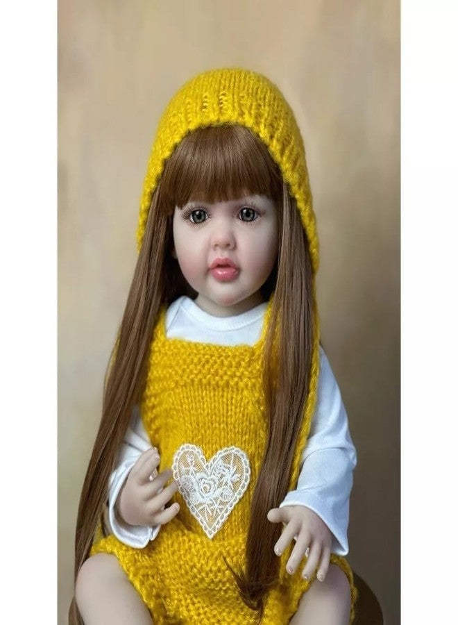 Ramokdu 22 Inch Reborn Baby Dolls Silicone Full Body Adorable Long Hair Toddler Princess Girls That Look Real Baby Doll 55cm Realistic Newborn Baby Doll for 3+ Year Old Girls - Multicolor - Image 4